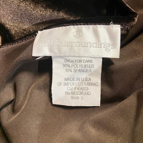 VTG Y2K Soft Surroundings Velvet Top Sz L Brown Deep V Faux Wrap 3/4 Sleeve - Picture 6 of 7
